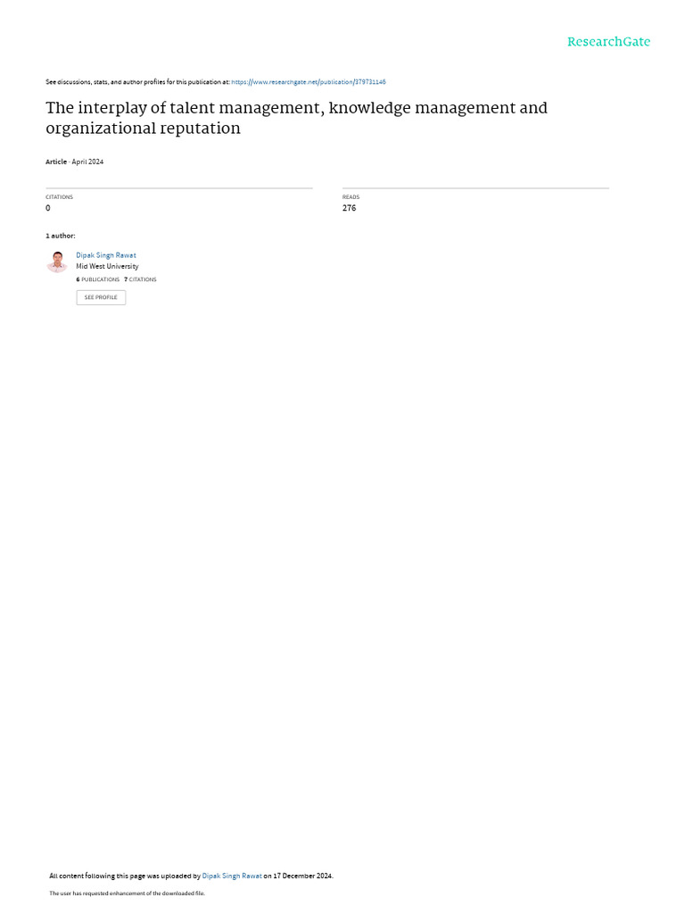 Talent Management and Knowledge Impact | PDF | Survey Methodology ...