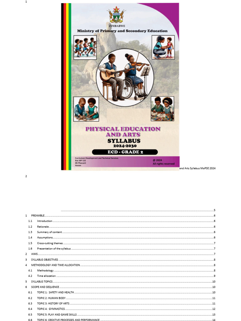 Infant PE and Arts Syllabus 2024 | PDF | The Arts | Physical Education