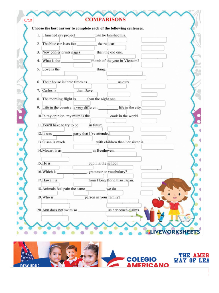 Comparisons Exercise | PDF