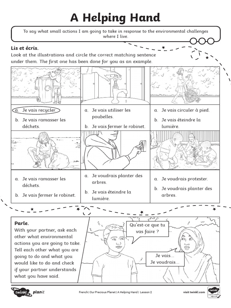 Environmental Actions in French Lesson | PDF | Linguistics