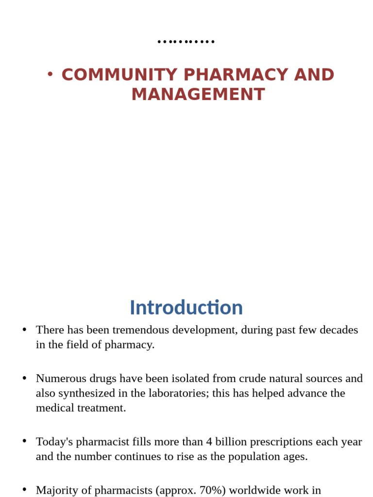 History and Development of Community Pharmacy | PDF | Pharmacy | Ayurveda