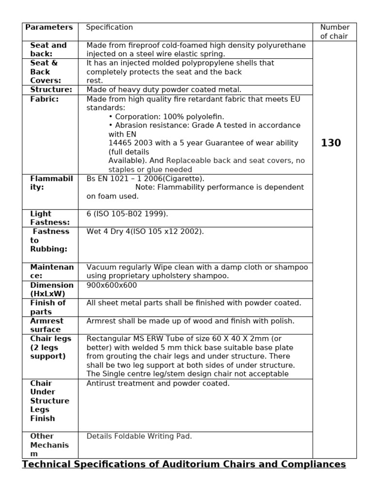 Chair Specs | PDF