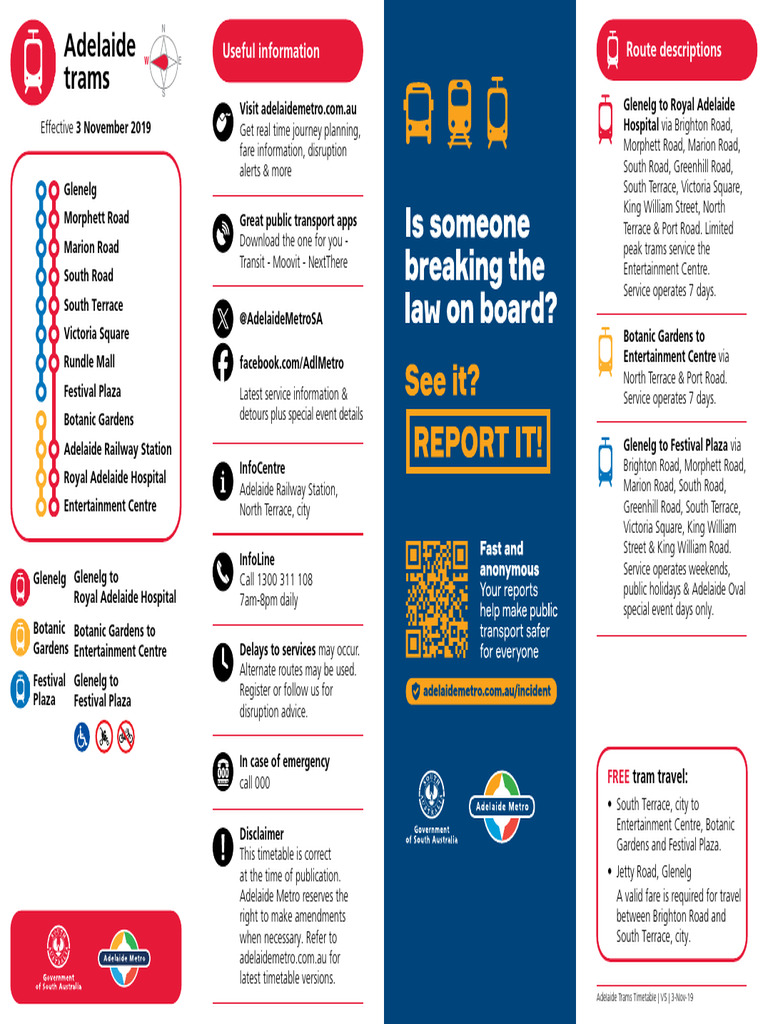 Adelaide Tram Timetable Overview | PDF | Public Transport | Transport
