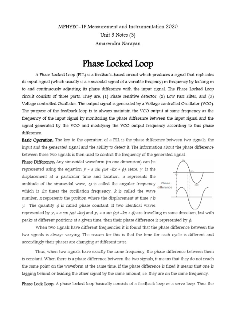 Phase Locked Loop (PLL) Overview | PDF | Detector (Radio) | Electronic ...