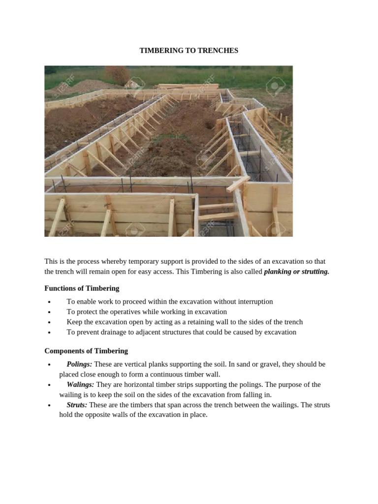 Timbering Techniques for Excavation | PDF
