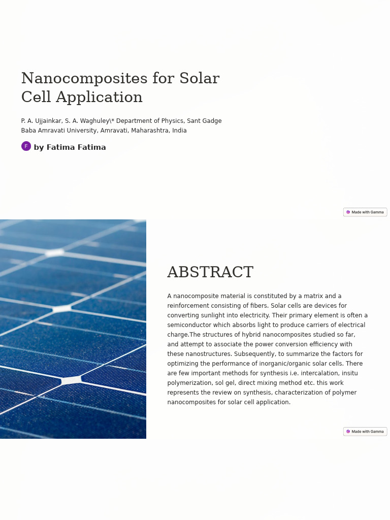 Nanocomposites for Solar Cells | PDF | Nanocomposite | Solar Cell