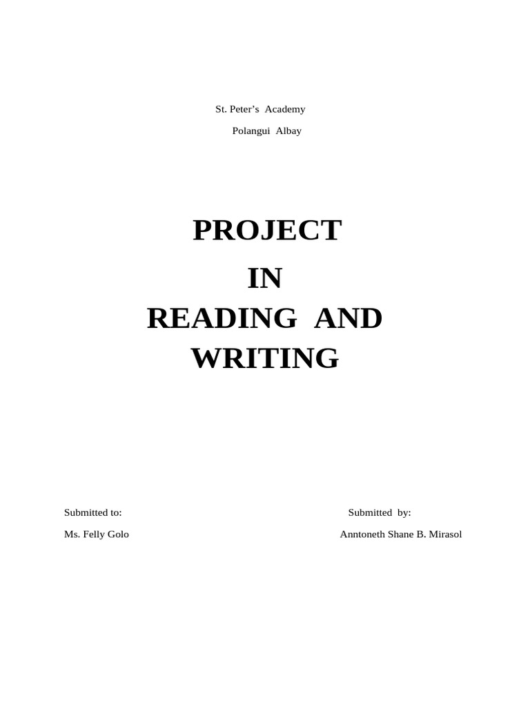 Project in Reading and Writing | PDF