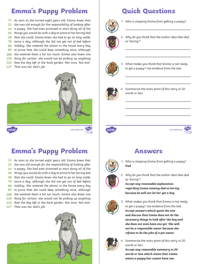 Emma's Puppy Problem Read | PDF