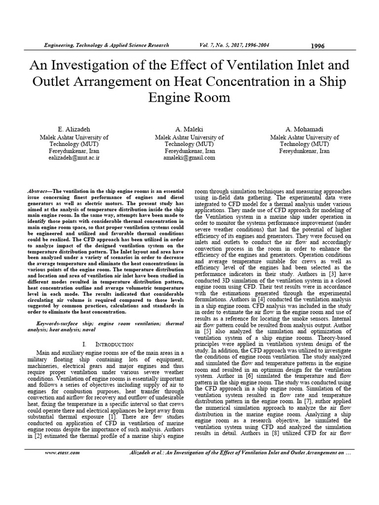 An Investigation of The Effect of Ventilation Inlet and Outlet ...