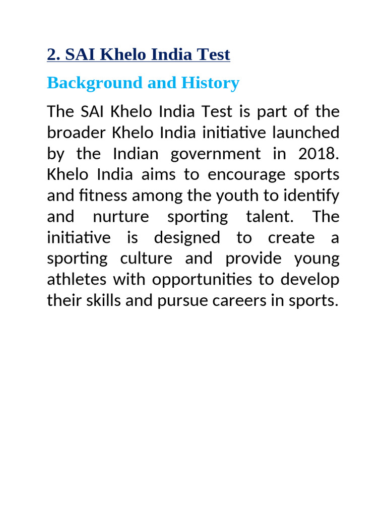 SAI Khelo India Test Overview | PDF
