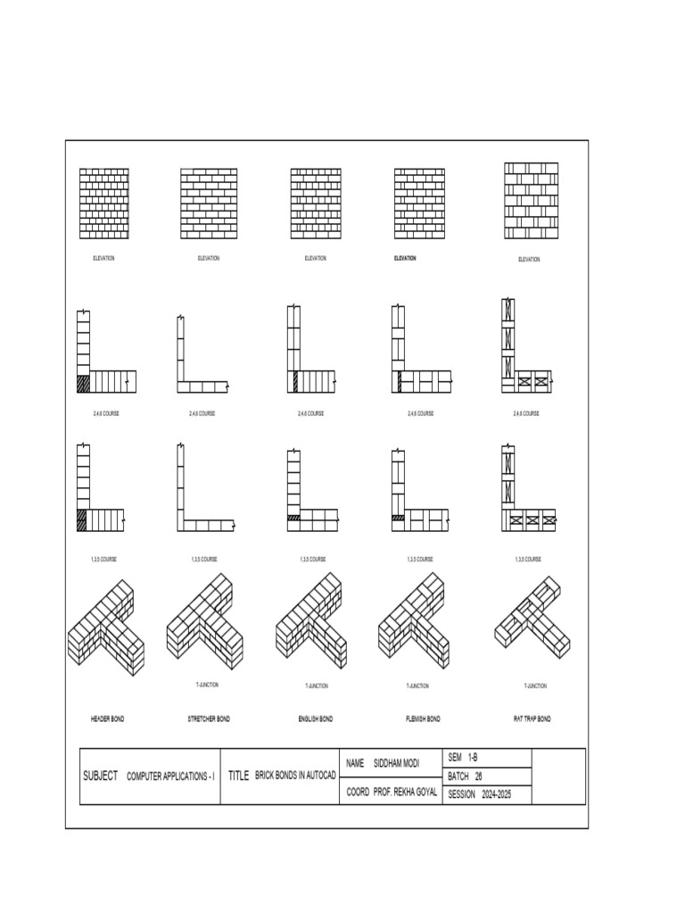 Brick Bonds in AutoCAD Guide | PDF