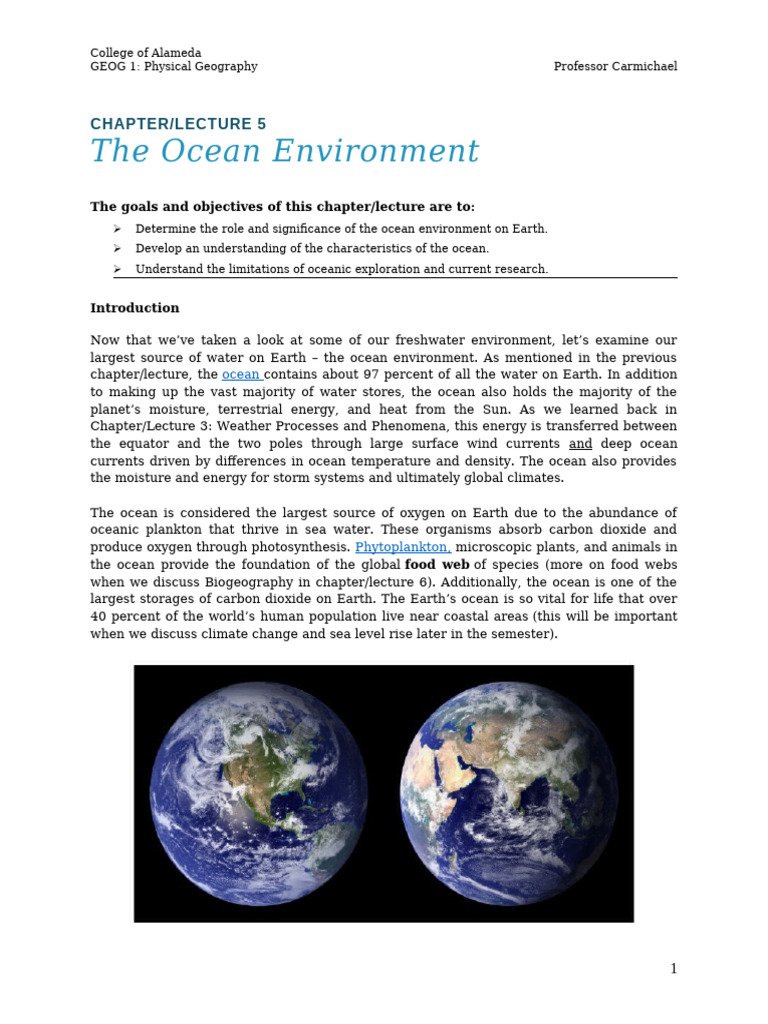 Understanding Earth's Ocean Environment | PDF | Oceans | Tide