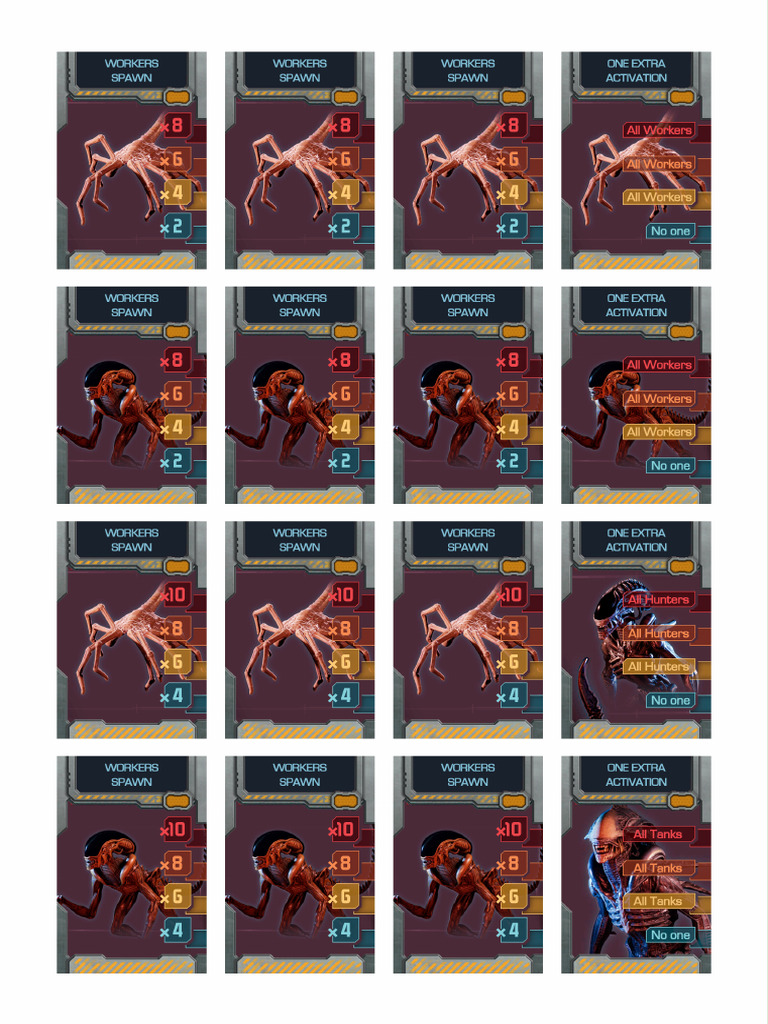 Aliens Final Spawn Cards Sheet Smann 20241203 | PDF