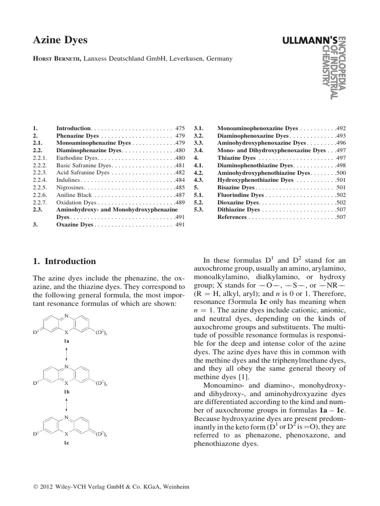 Overview of Azine Dyes and Their Types | PDF | Amine | Dye