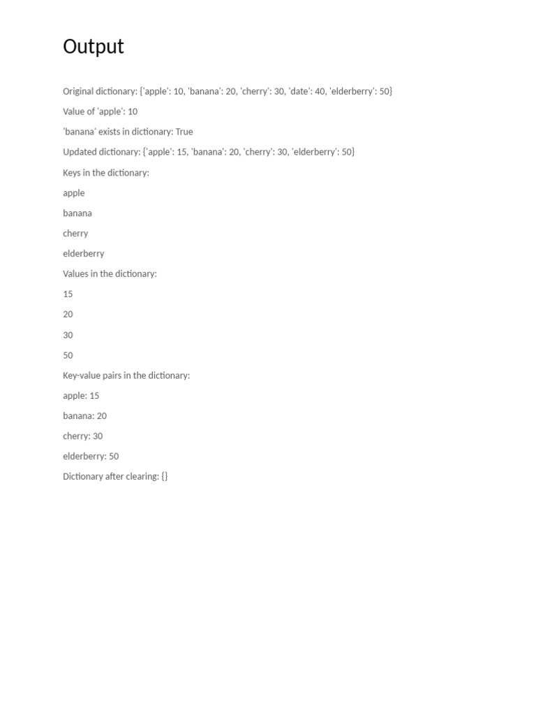 Dictionary Operations and Updates | PDF