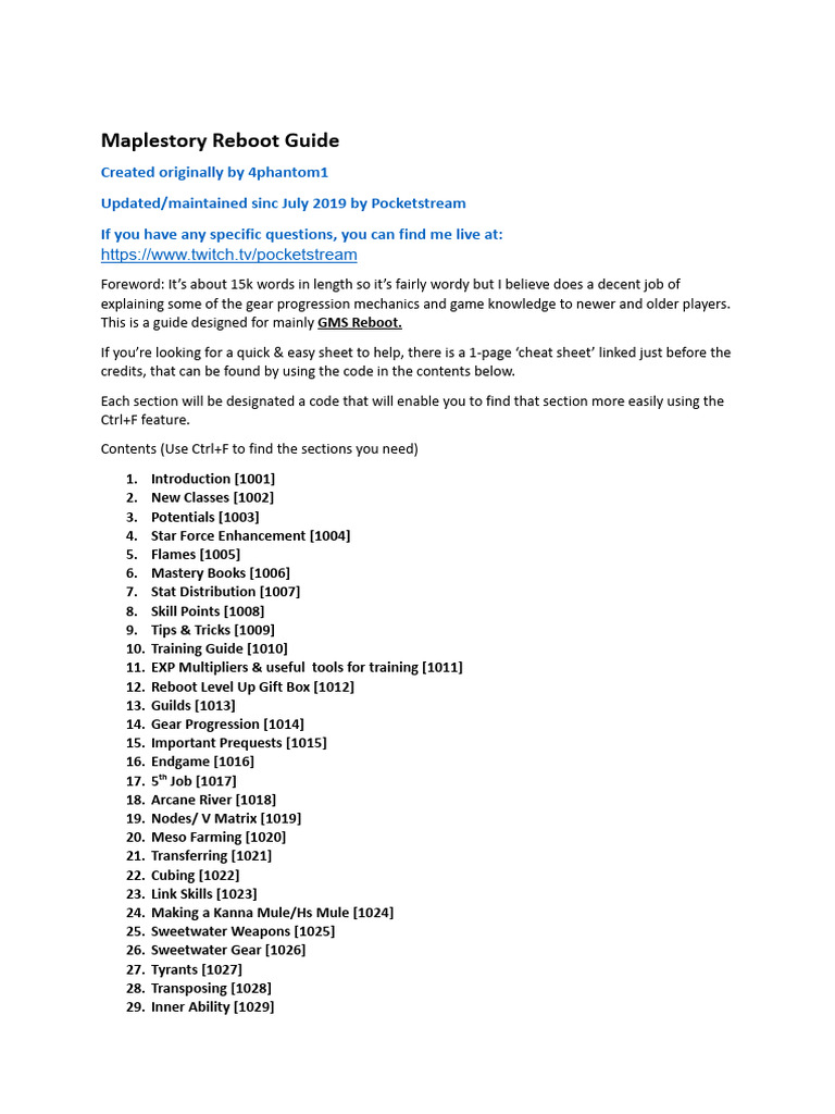 Maplestory Reboot Guide Docx Pdf