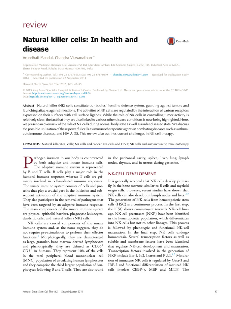 Natural Killer Cells in Health & Disease | PDF | Natural Killer Cell ...
