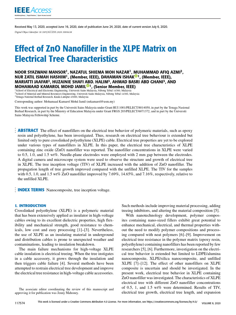 Effect of ZnO Nanofiller in The XLPE Mat | PDF | Nanocomposite ...