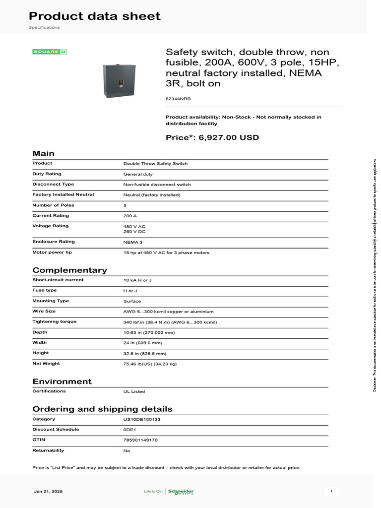 200A Double Throw Safety Switch | PDF | Fuse (Electrical) | Electrical ...