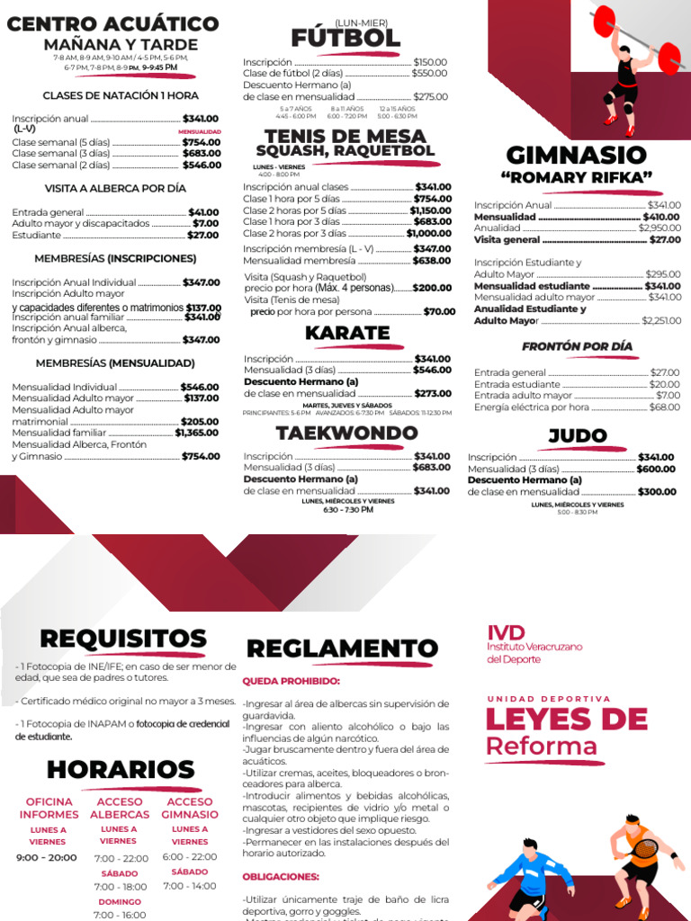 Tarifas y Membresías Gimnasio Romary Rifka | PDF