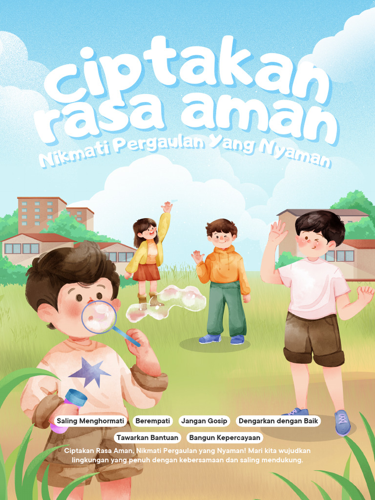 Poster Ciptakan Rasa Aman Dalam Pergaulan Ilustratif Putih Dan Cokelat ...