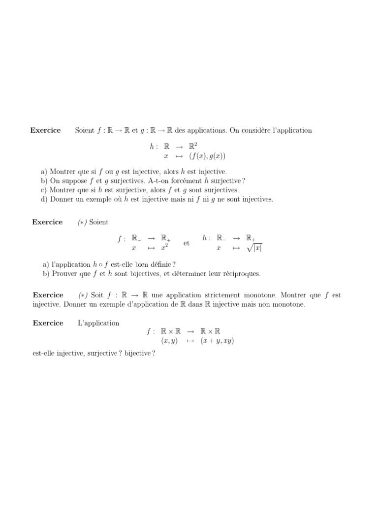 Propriétés d'injectivité et surjectivité des fonctions | PDF