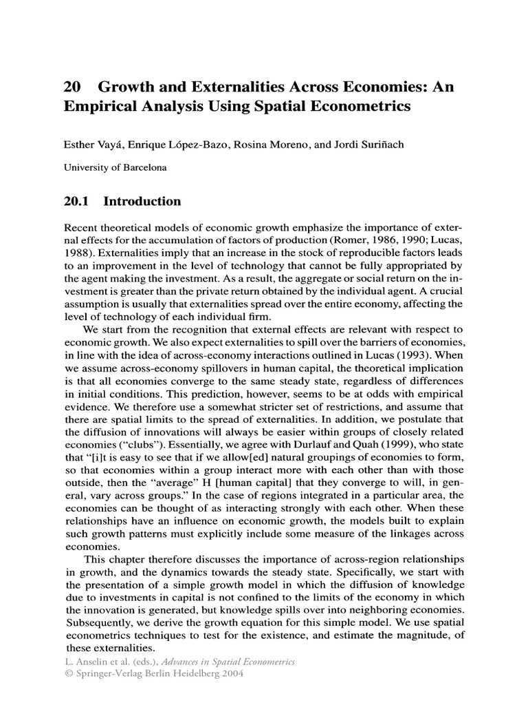 Spatial Econometrics in Economic Growth | PDF | Production Function ...