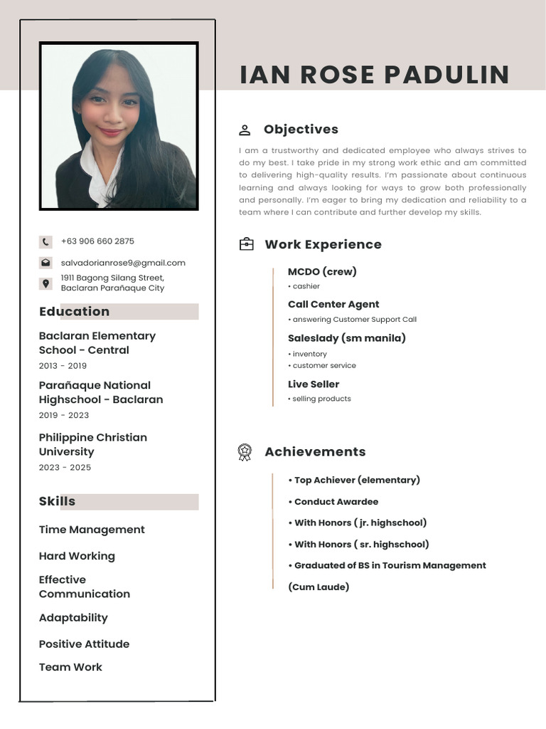 Simple Professional CV Resume PDF | PDF | Tourism
