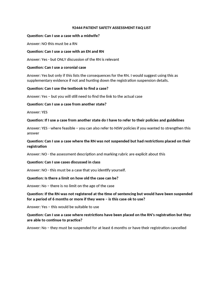 RN Case Use Guidelines FAQ | PDF