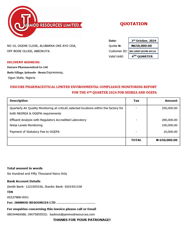 Ecmr 4th Quarter Quotation | PDF