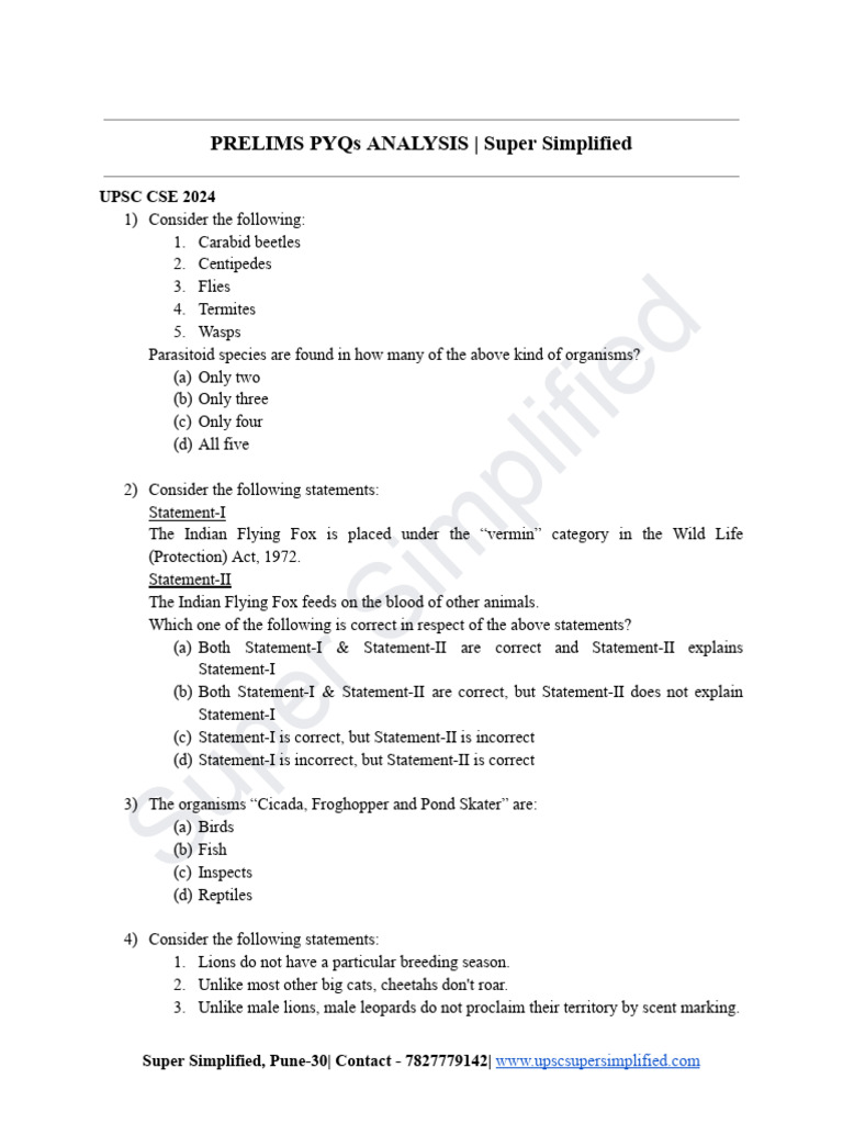 UPSC CSE Prelims PYQs Analysis 2024 | PDF