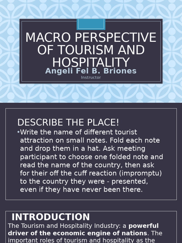 CHAPTER 1 The Meaning and Importance of Tourism and Hospitality | PDF ...