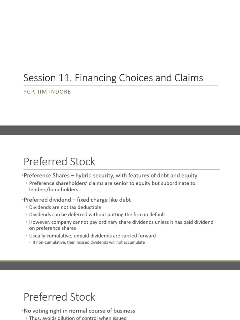 Financing Options: Preferred Stock & Warrants | PDF | Preferred Stock ...