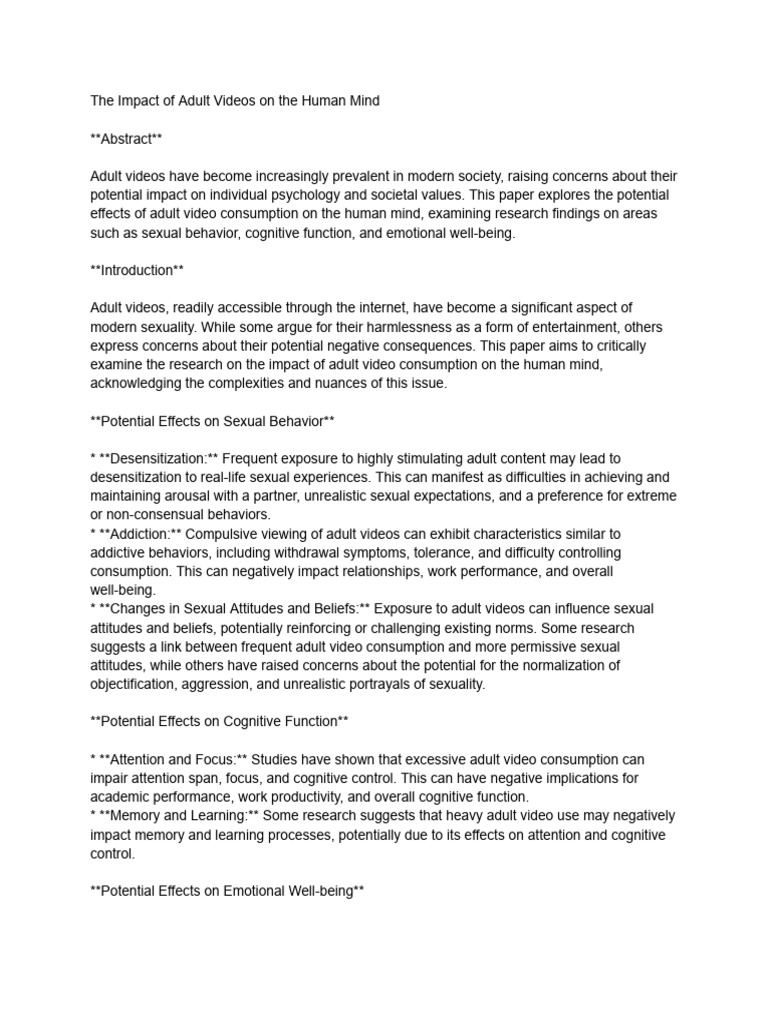 Effects of Adult Videos on Mental Health | PDF | Attitude (Psychology ...