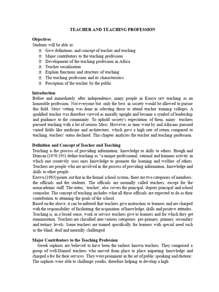 Understanding the Teaching Profession | PDF | Teachers | Profession