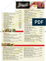 Diner Menu Giovannis