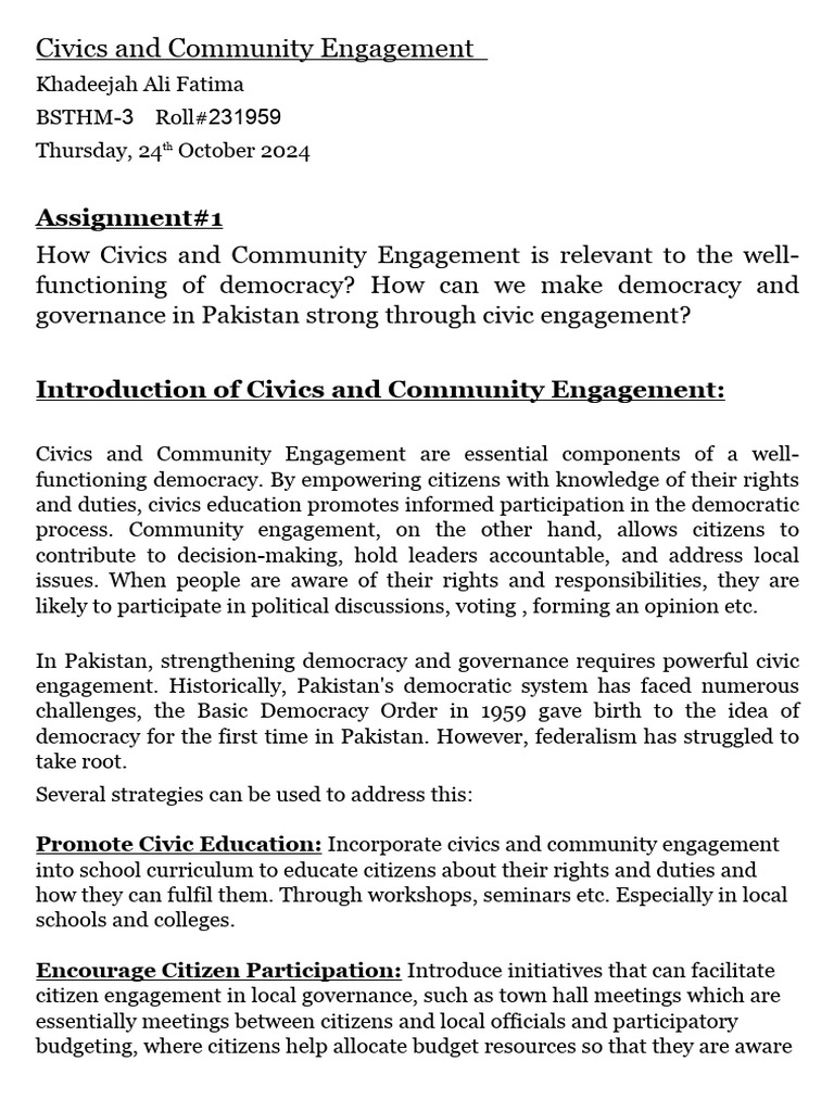Civics and Community Engagement 1 | PDF | Governance | Democracy
