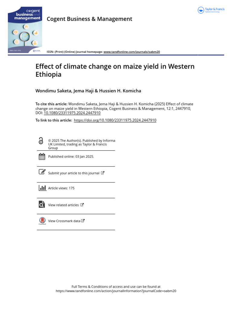 Effect of Climate Change On Maize Yield in Western Ethiopia | PDF ...