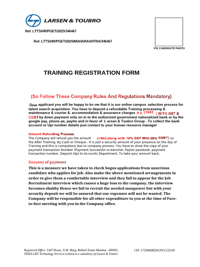 Training Form L&T Group | PDF | Business