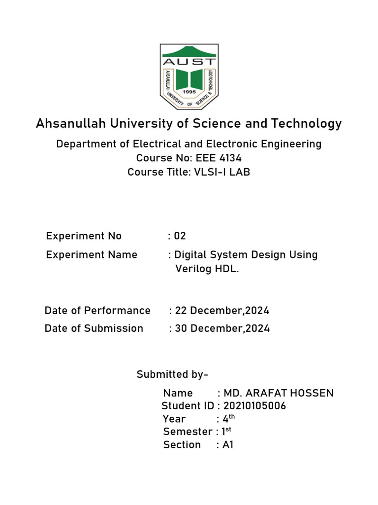 Digital System Design Lab Report | PDF