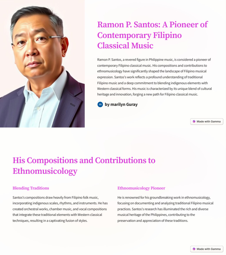 Ramon P. Santos: Pioneer of Filipino Music | PDF