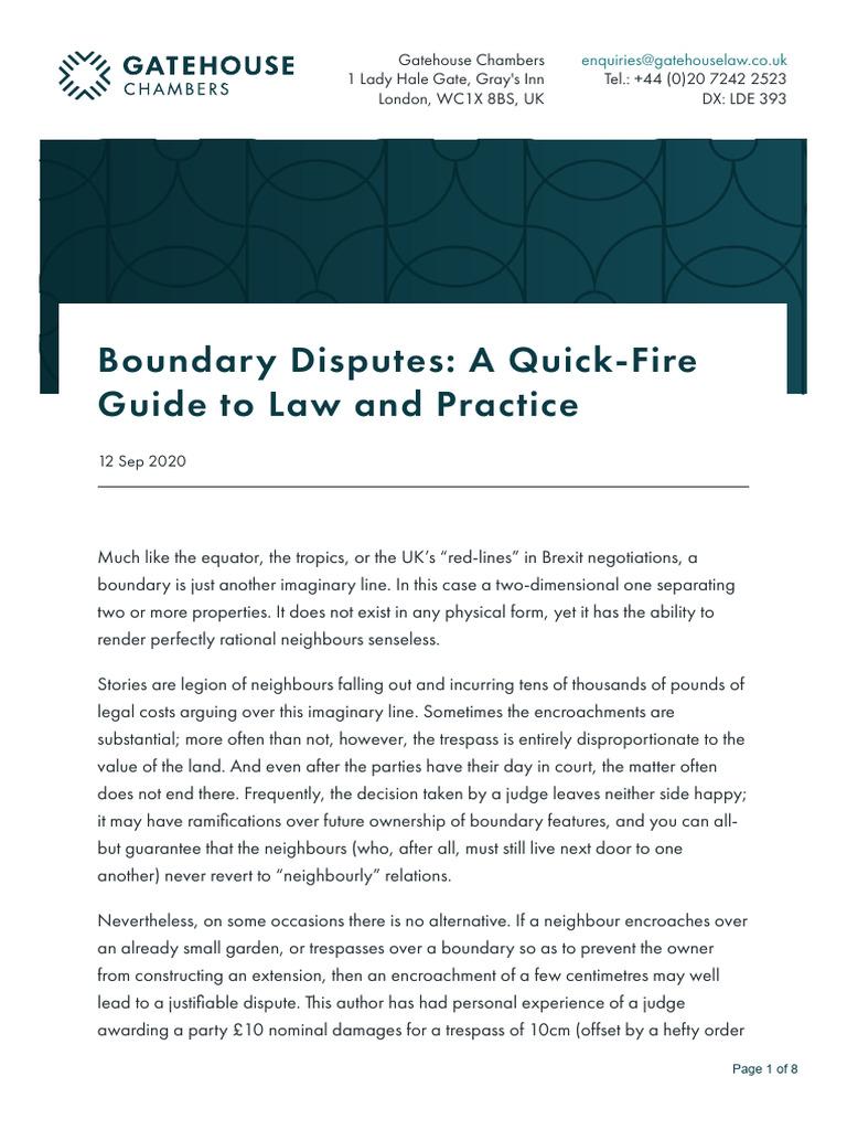 Boundary Disputes A Quick Fire Guide To Law and Practice | PDF ...