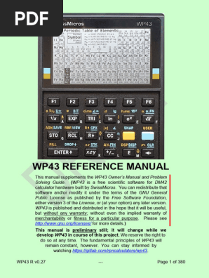 Wp43 Reference Manual 0.27.1 | PDF | Function (Mathematics)