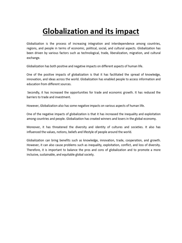 Globalization And Its Impact Pdf