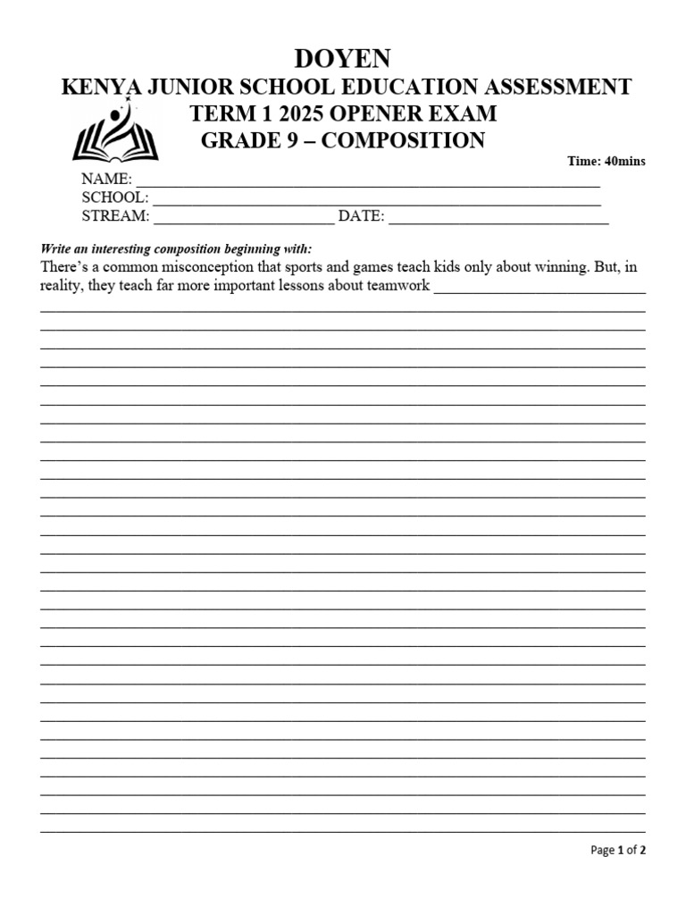 Grade 9 Composition Exam 2025 | PDF