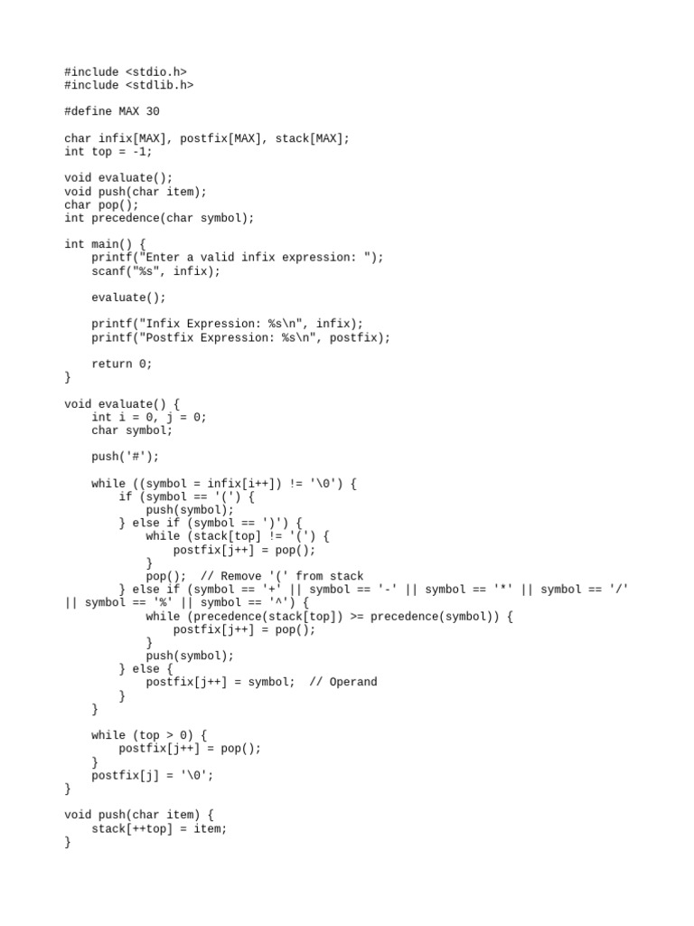 Infix To Postfix | PDF
