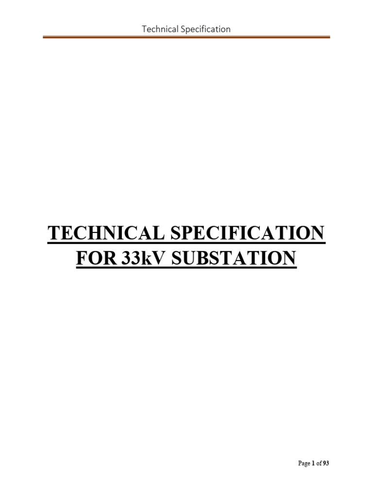 33kV Substation Technical Specifications | PDF | Transformer ...