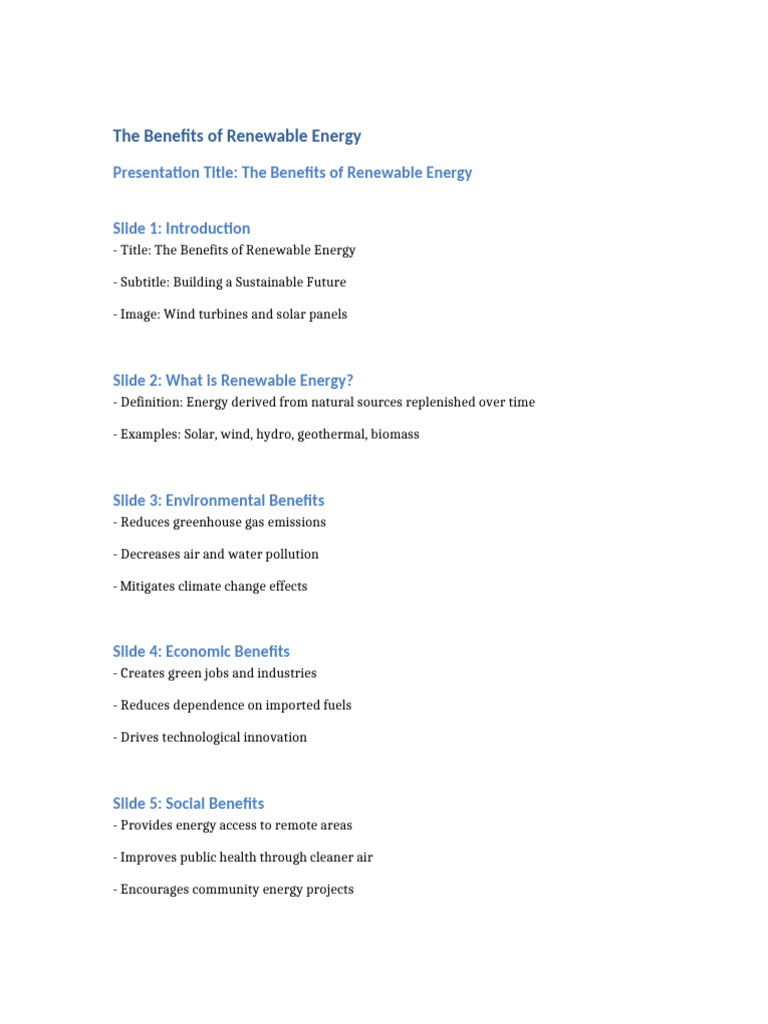The Benefits of Renewable Energy | PDF