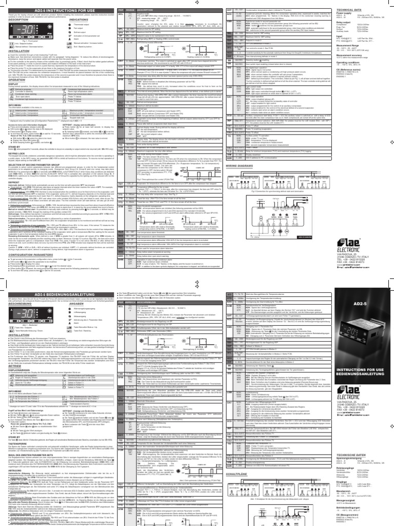 AD2-5 Controller User Manual | PDF | Timer | Temperature