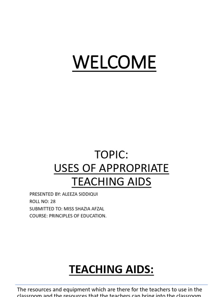 Teachng Aids | PDF | Teachers | Learning